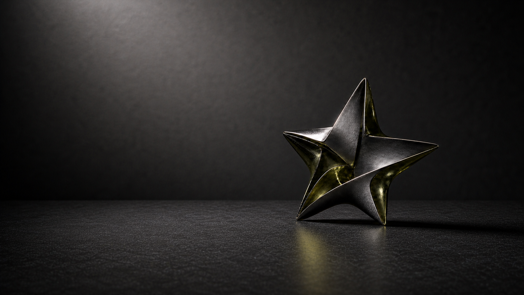 Abstract olive and graphite star sculpture